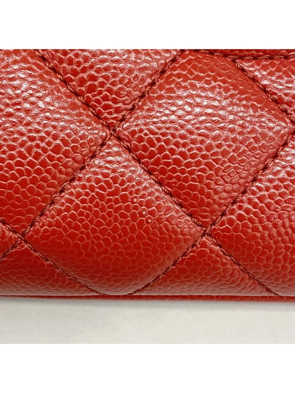 Chanel Chain Tote Bag Quilted Caviar Leather Red Silver